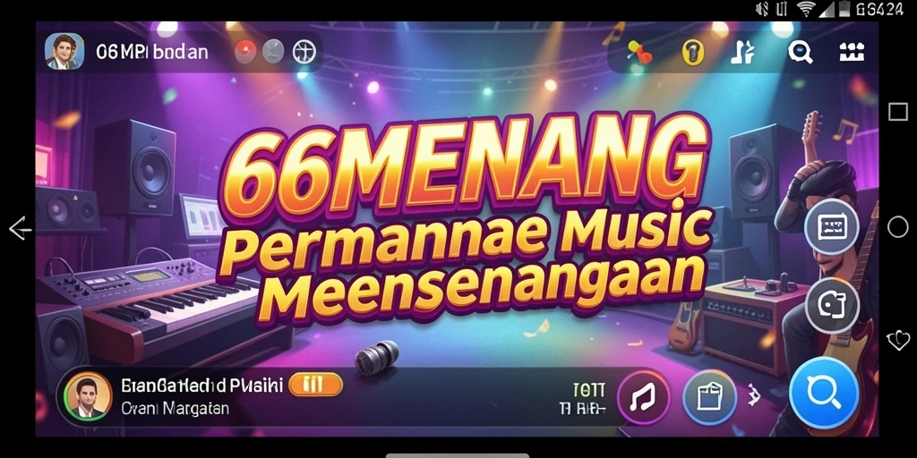 Tampilan gameplay interaktif 66MENANG dengan berbagai lagu dan tantangan.