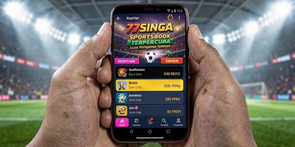 Tampilan antarmuka aplikasi 77SINGA dengan fitur taruhan olahraga.