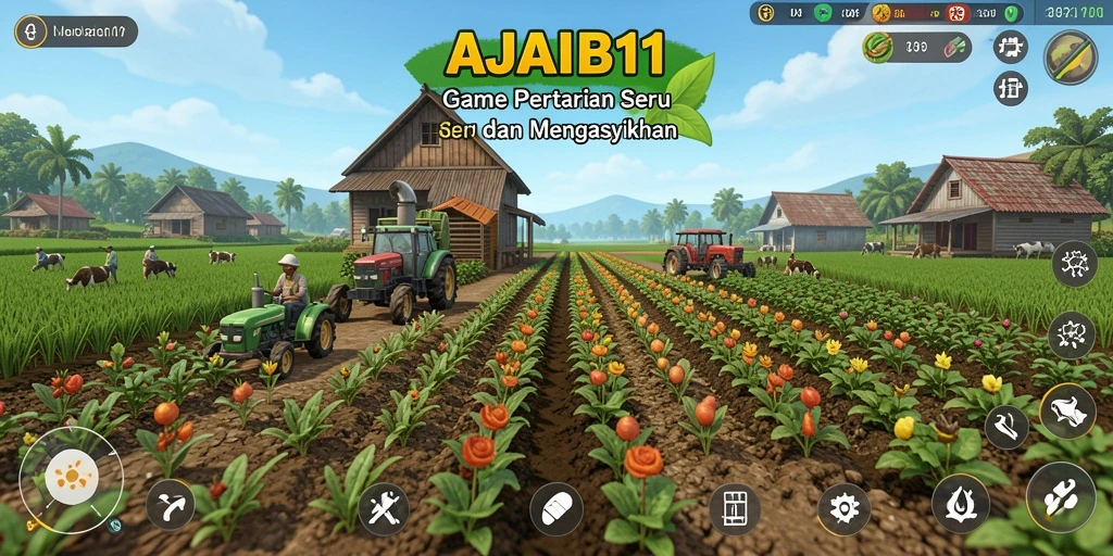 Tangkapan layar AJAIB11 menunjukkan aktivitas seru di pertanian.