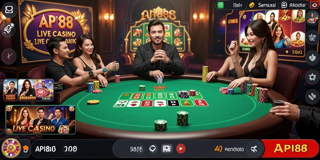 Tampilan gameplay menarik dari API88 dengan dealer langsung.