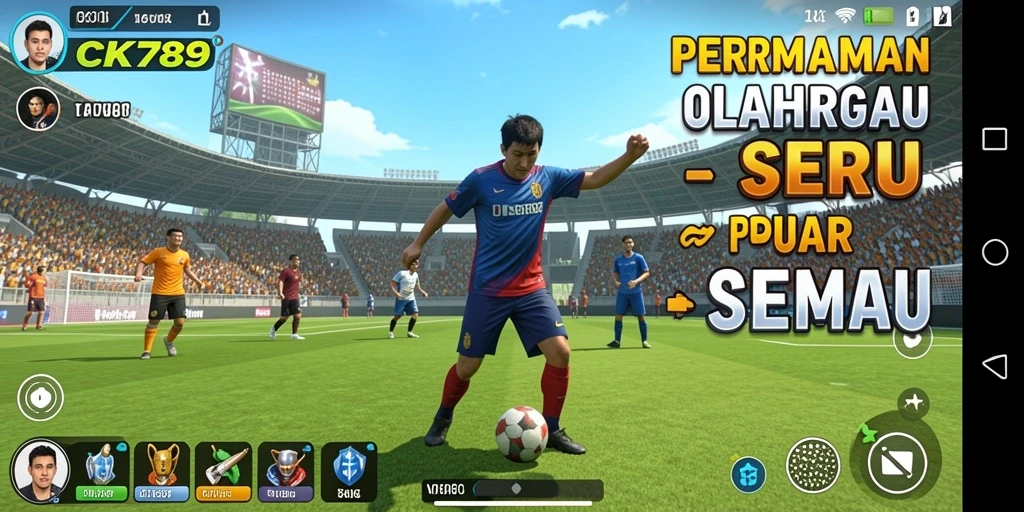 Tampilan interaktif dan seru dari gameplay CK789 dalam mode olahraga.