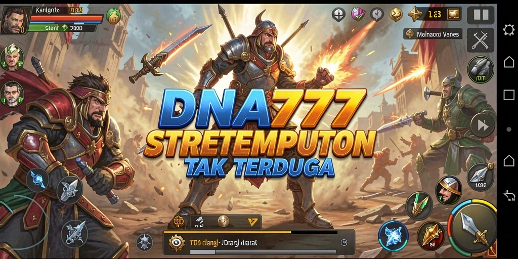 Tangkapan layar gameplay DNA777 yang menggambarkan pertempuran strategi yang menegangkan.
