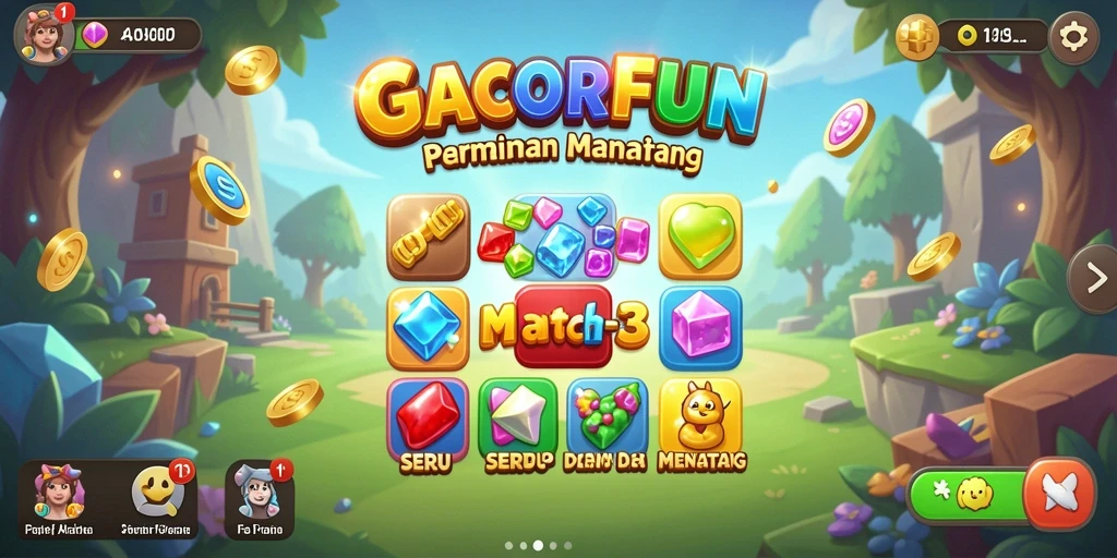 Tangkapan layar GACORFUN menampilkan aksi mencocokkan item yang seru.