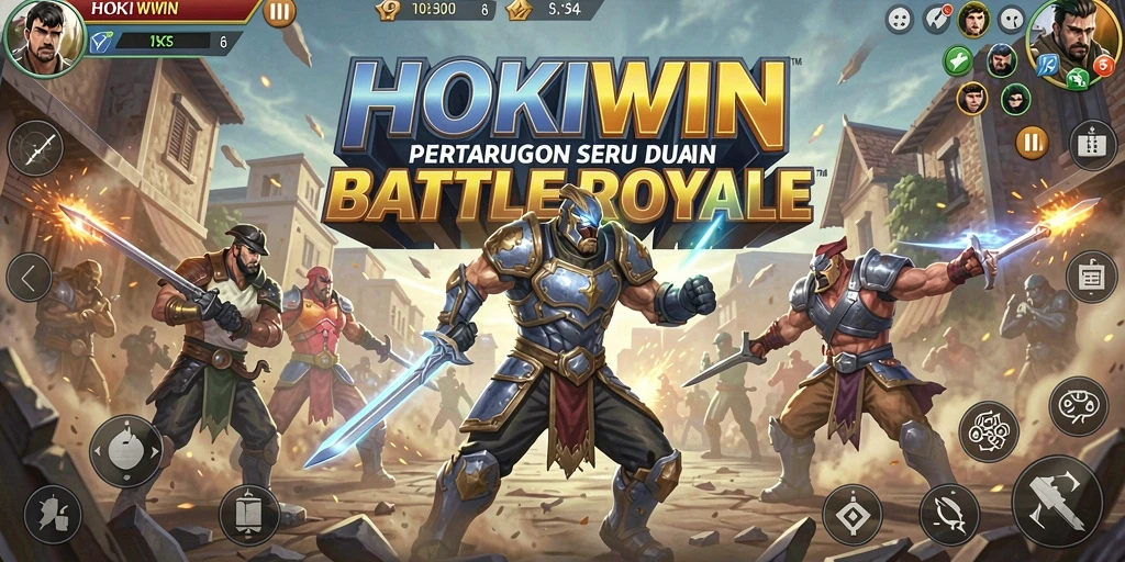 Tangkapan layar HOKIWIN menampilkan pertarungan sengit dalam mode Battle Royale.
