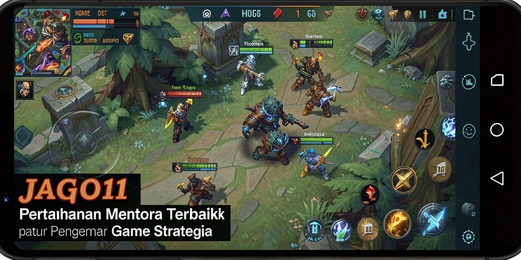 Screenshot gameplay menunjukkan aksi menara yang intens dan strategi pertahanan.
