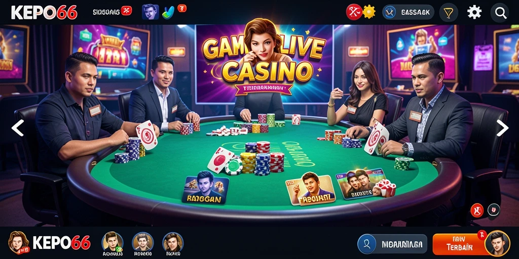 Screenshot KEPO66 menampilkan dealer langsung dan suasana kasino yang menarik.