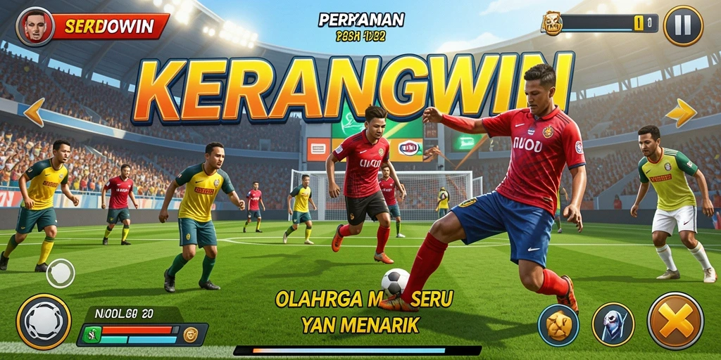 Screenshot gameplay KERANGWIN yang menunjukkan aksi olahraga seru.