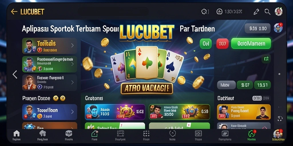 Screenshot utama LUCUBET menampilkan fitur taruhan olahraga secara langsung.