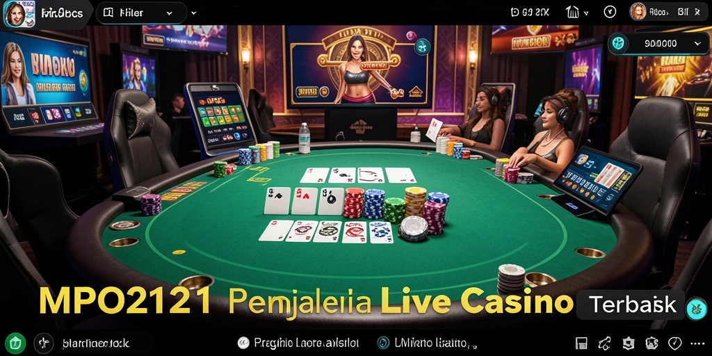 Screenshot utama MPO2121 menampilkan dealer langsung dan ruang permainan yang dinamis.