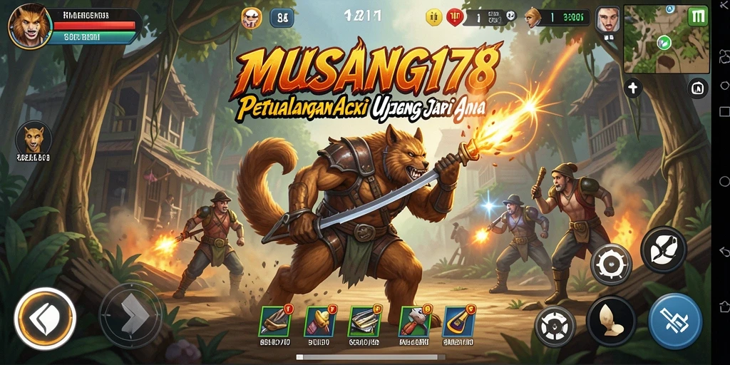Tangkapan layar utama MUSANG178 yang menunjukkan aksi pertarungan yang intens.