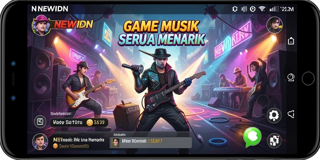 Screenshot gameplay NEWIDN menunjukkan pengalaman bermain musik yang menarik.