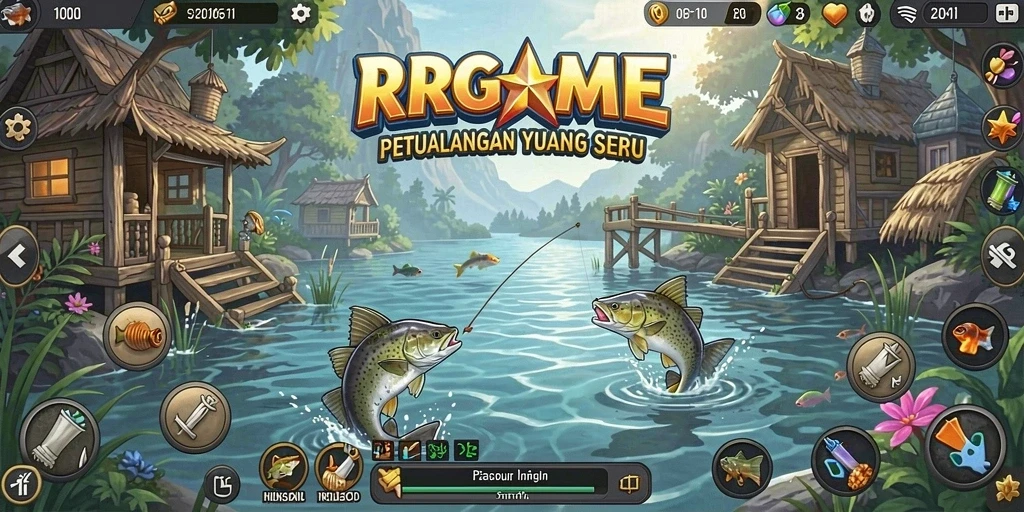 Tampilan gameplay RPGAME dengan pengalaman memancing yang seru.
