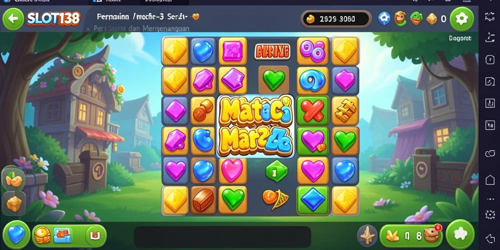 Tangkapan layar dari gameplay seru SLOT138 dengan tantangan Match-3.