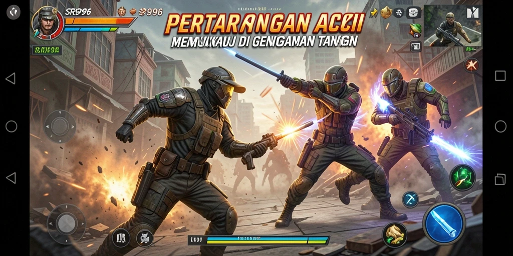 Screenshot gameplay SR996 menunjukkan aksi pertarungan yang mendebarkan.