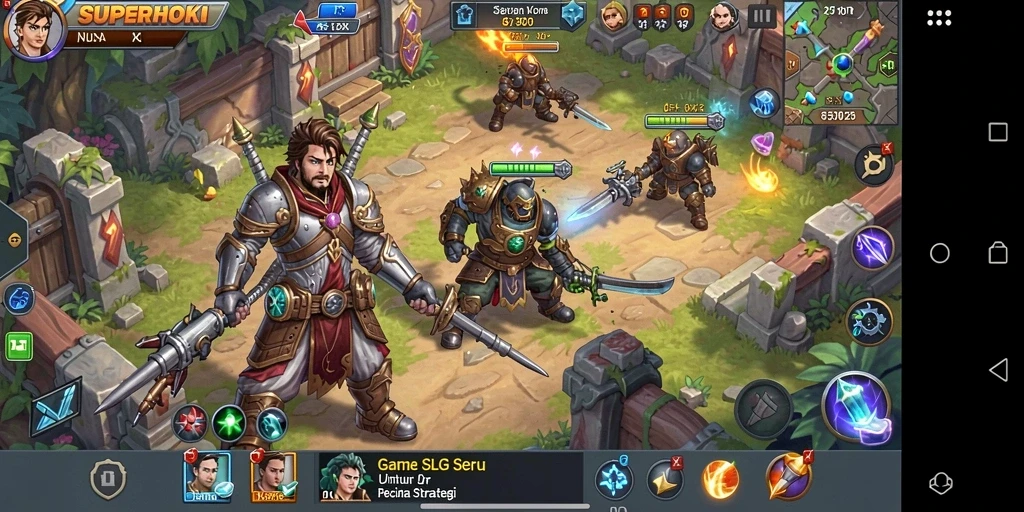 Tampilan gameplay seru dalam SUPERHOKI dengan strategi yang dalam.