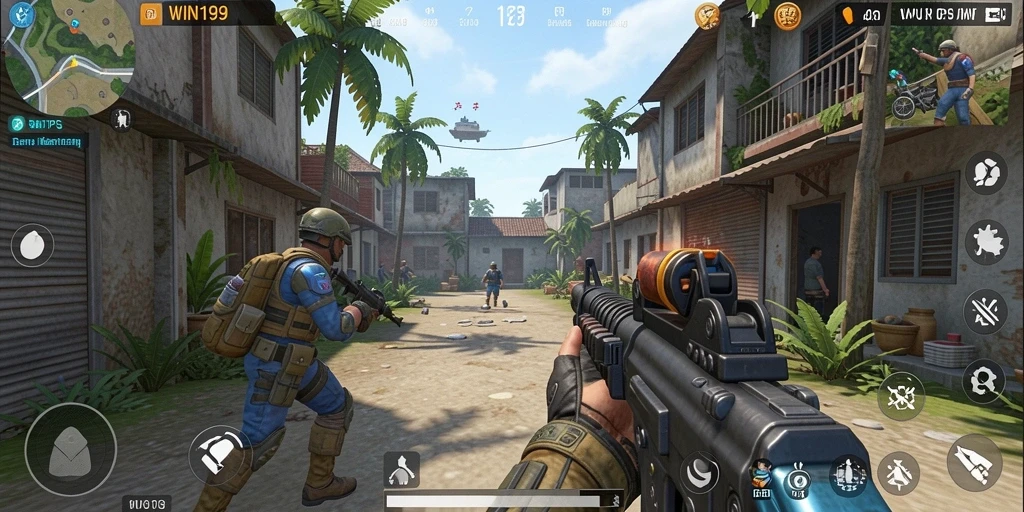 Tampilan gameplay TPS yang mendebarkan di WIN199.